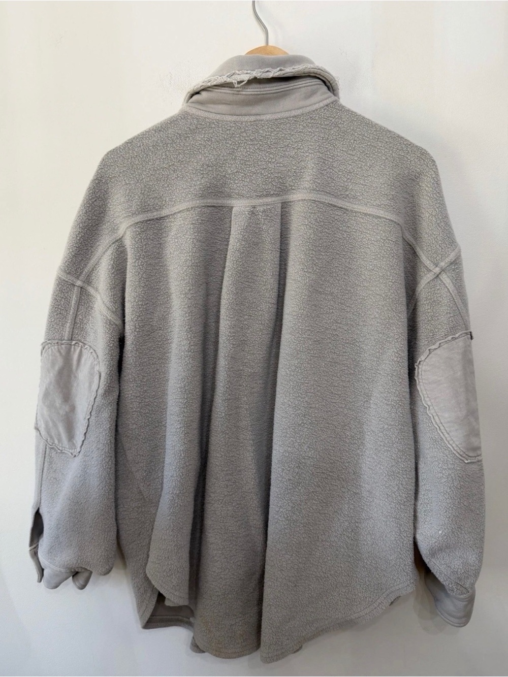 Free People Ruby Jacket Shacket Fleece Button Up Shirt Beige Women’s M Flawed - Picture 6 of 11